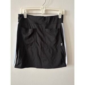 Belyn Key Women Black Golf Skirt Skort Size Small Blue Side Stripe Pickleball